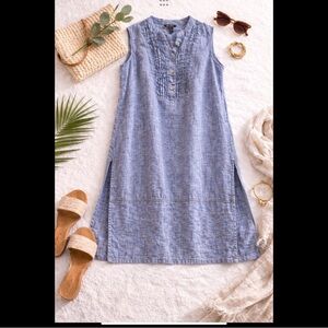 NIC+ZOE Linen Tunic Dress Pintuck Coastal Lightweight Sleeveless XL Resor